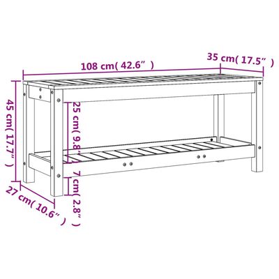 vidaXL Banco de jardim 108x35x45 cm madeira de pinho maciça branco