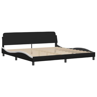 vidaXL Cama com colchão 200x200 cm couro artificial preto e branco