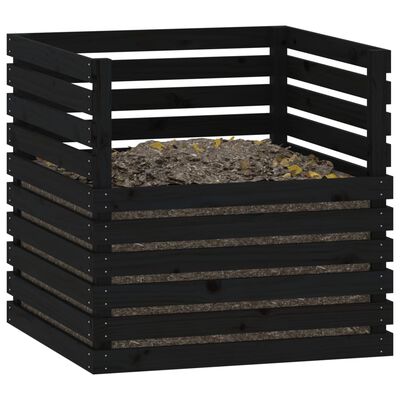 vidaXL Caixote de compostagem 80x80x78cm madeira de pinho maciça preto