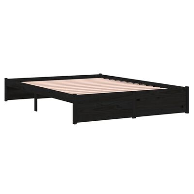 vidaXL Estrutura de cama 140x200 cm madeira maciça preto