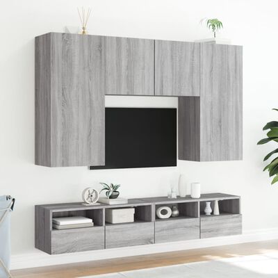 vidaXL Móveis parede p/ TV 2pcs 80x30x30cm deriv. madeira cinza sonoma