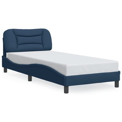 vidaXL Estrutura de cama c/ cabeceira tecido 80x200 cm azul