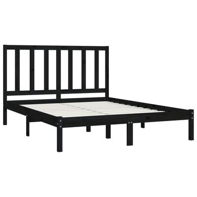 vidaXL Estrutura de cama pequena casal 120x190 cm pinho maciço preto