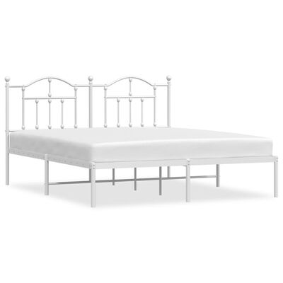 vidaXL Estrutura de cama com cabeceira 183x213 cm metal branco