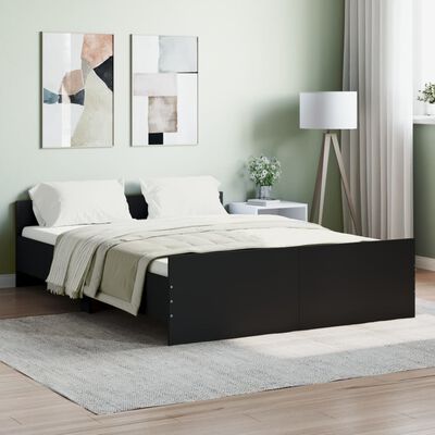 vidaXL Estrutura de cama com cabeceira e pés 135x190 cm preto