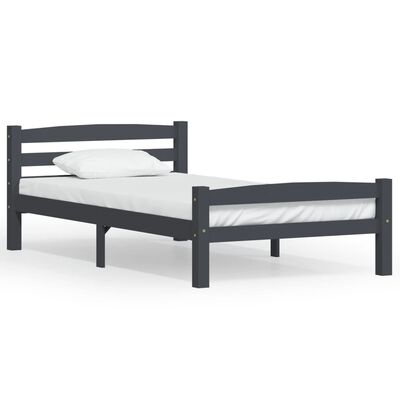 vidaXL Estrutura de cama 100x200 cm pinho maciço cinzento-escuro