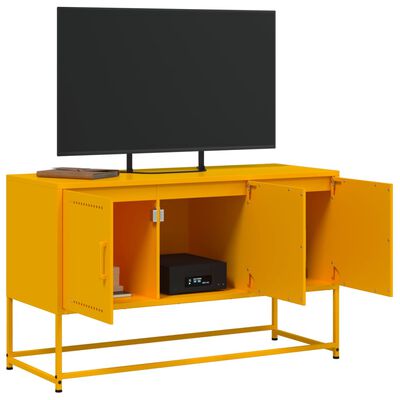 vidaXL Móvel de TV 100,5x39x60,5 cm aço amarelo mostarda