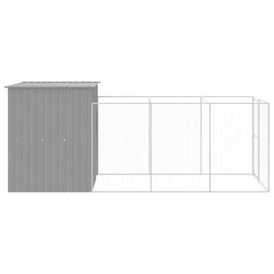 vidaXL Casota cães c/ parque 165x455x181 cm aço galvaniz. cinza-claro