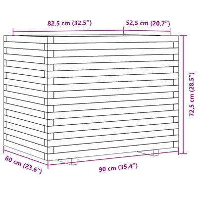 vidaXL Vaso/floreira de jardim 90x60x72,5 cm madeira pinho impregnada