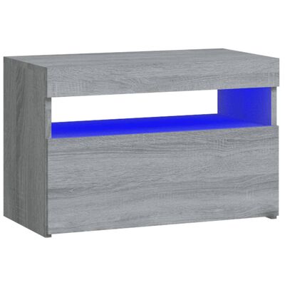 vidaXL Mesa de cabeceira c/ LEDs 60x35x40 cm cinzento sonoma