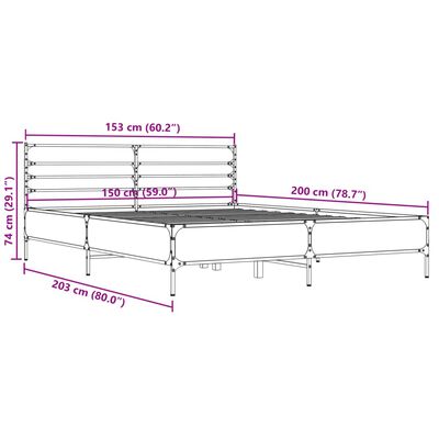 vidaXL Estrutura de cama 150x200 cm derivados madeira/metal