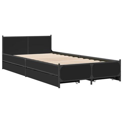 vidaXL Estrutura cama c/ gavetas 90x190 cm derivados de madeira preto