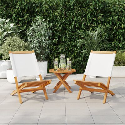 vidaXL Cadeiras jardim 2 pcs madeira acácia maciça/tecido branco nata