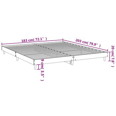 vidaXL Estrutura de cama 120x200 cm derivados de madeira cinza cimento