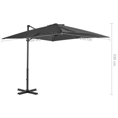 vidaXL Guarda-sol cantilever com poste alumínio 250x250 cm antracite