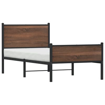 vidaXL Estrutura de cama sem colchão 80x200 cm metal carvalho castanho