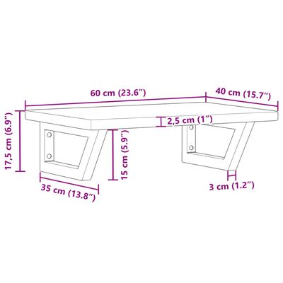 vidaXL Prateleira de parede p/ lavatório aço/madeira carvalho maciça