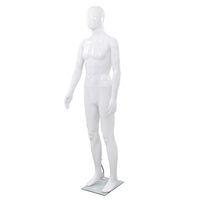 vidaXL Manequim masculino completo base vidro 185 cm branco brilhante