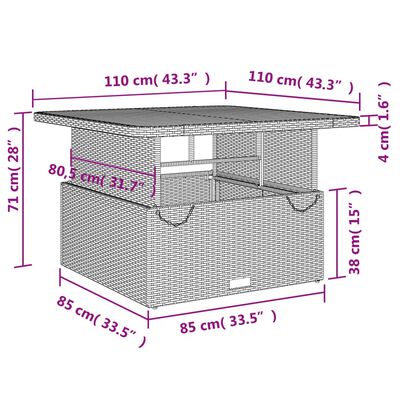 vidaXL 2 pcs conjunto de jantar p/ jardim c/ almofadões vime PE preto