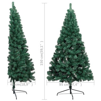 vidaXL Meia árvore Natal artificial pré-iluminada c/ bolas verde