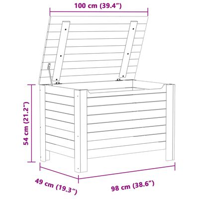 vidaXL Caixa arrumação c/ tampa RANA 100x49x54 cm pinho maciço branco