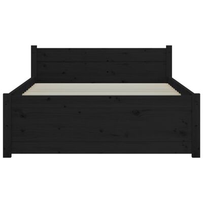 vidaXL Estrutura cama pequena solteiro 75x190 cm madeira maciça preto