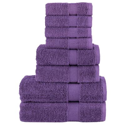 vidaXL 8pcs Conjunto toalhas banho premium SOLUND 600 gsm roxo