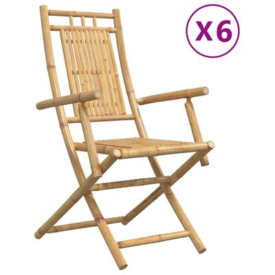 vidaXL Cadeiras de jardim dobráveis 6 pcs 53x66x99 cm bambu