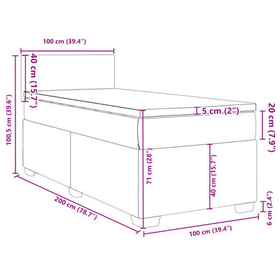 vidaXL Cama com molas/colchão 100x200 cm veludo rosa