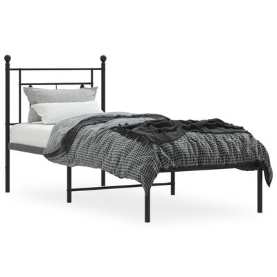 vidaXL Estrutura de cama com cabeceira 80x200 cm metal preto