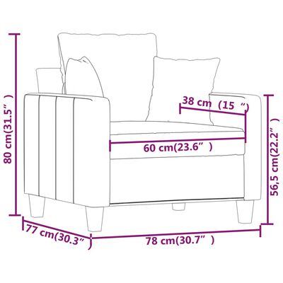 vidaXL Poltrona 60 cm tecido cor creme