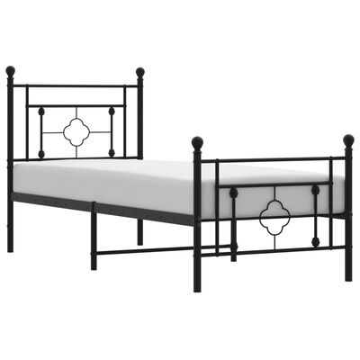 vidaXL Estrutura de cama com cabeceira e pés 80x200 cm metal preto