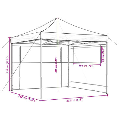 vidaXL Tenda p/ festas pop-up dobrável com 2 paredes laterais preto