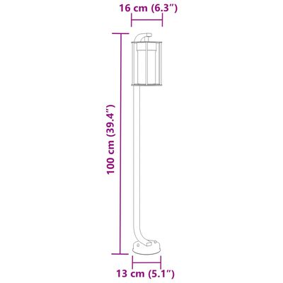 vidaXL Candeeiro de chão para exterior 3 pcs 100 cm aço inox. preto