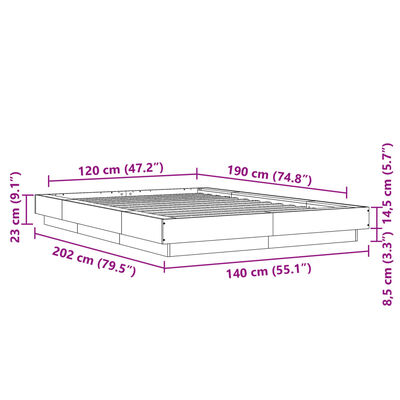 vidaXL Estrutura de cama 120x190 cm derivados de madeira preto