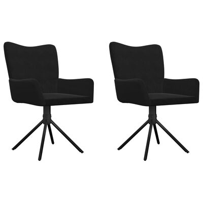 vidaXL Cadeiras de jantar giratórias 2 pcs veludo preto