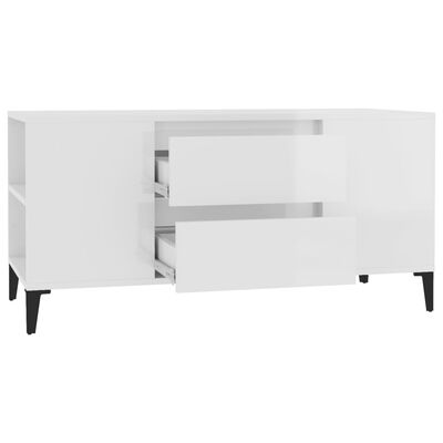 vidaXL Móvel p/ TV 102x44,5x50 cm derivados madeira branco brilhante