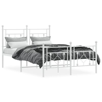 vidaXL Estrutura de cama com cabeceira e pés 120x200 cm metal branco