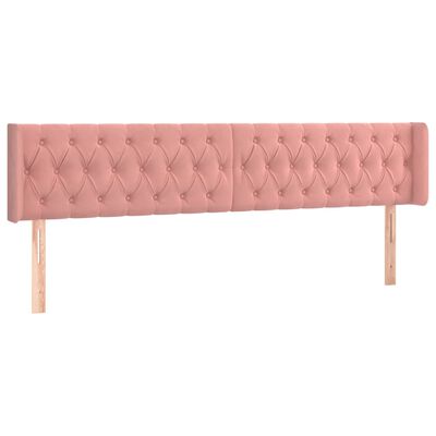 vidaXL Cabeceira de cama c/ luzes LED veludo 203x16x78/88 cm rosa