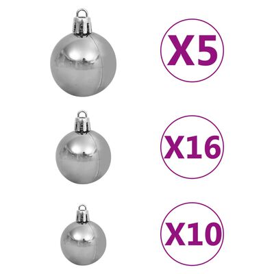 vidaXL Árvore Natal artificial pré-iluminada c/ bolas branco