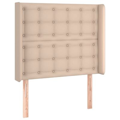 vidaXL Cama box spring c/ colchão/LED 90x200cm couro artif. cappuccino