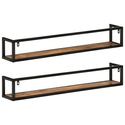 vidaXL Prateleiras de parede 2 pcs 110x17x17 cm mangueira maciça/ferro