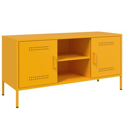 vidaXL Móvel de TV 100,5x39x50,5 cm aço amarelo mostarda