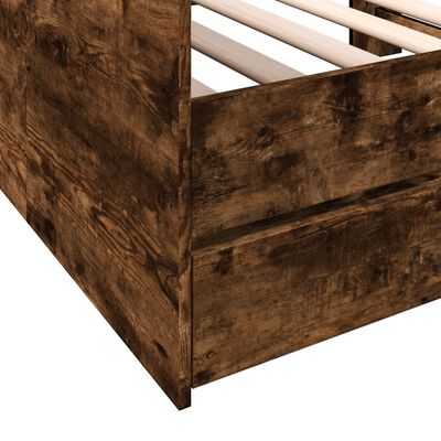 vidaXL Sofá-cama com gavetas derivados de madeira carvalho fumado