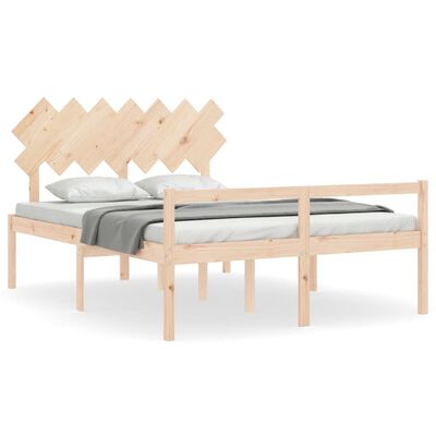 vidaXL Cama para idosos king size com cabeceira madeira maciça