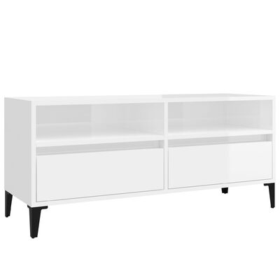 vidaXL Móvel p/ TV 100x34,5x44,5 cm derivados madeira branco brilhante