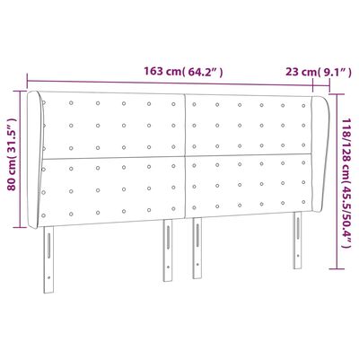 vidaXL Cabeceira cama c/ abas veludo 163x23x118/128 cm cinzento-escuro