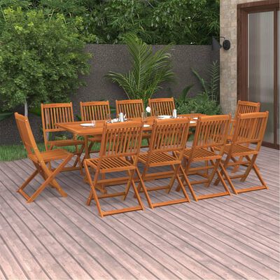 vidaXL 11 pcs conjunto de jantar para jardim 220x90x75cm acácia maciça