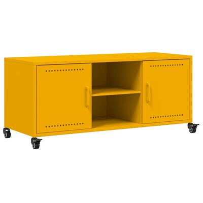 vidaXL Móvel de TV 100,5x39x43,5 cm aço amarelo mostarda