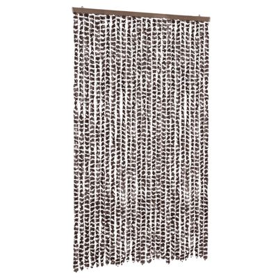 vidaXL Cortina anti-insetos 118x220 cm chenille castanho e branco